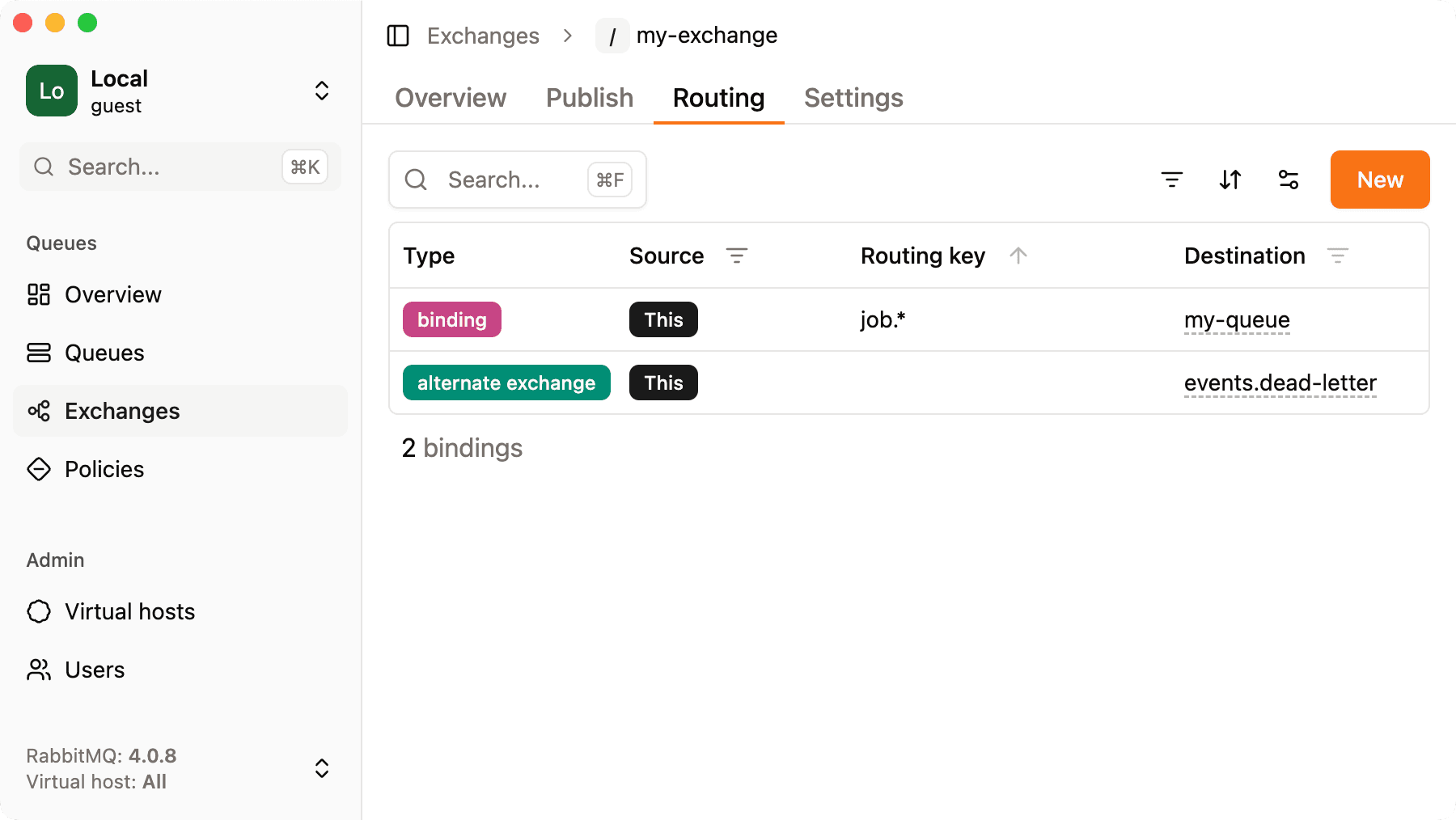 An exchange with alternate exchange in rabbitmq