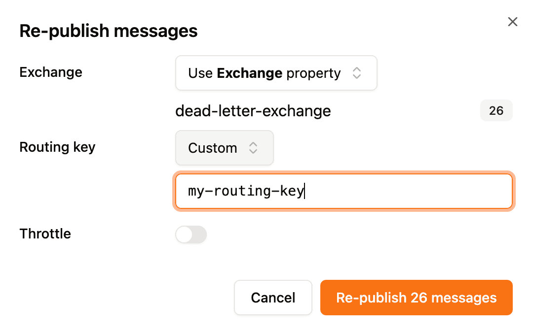 Overriding routing key