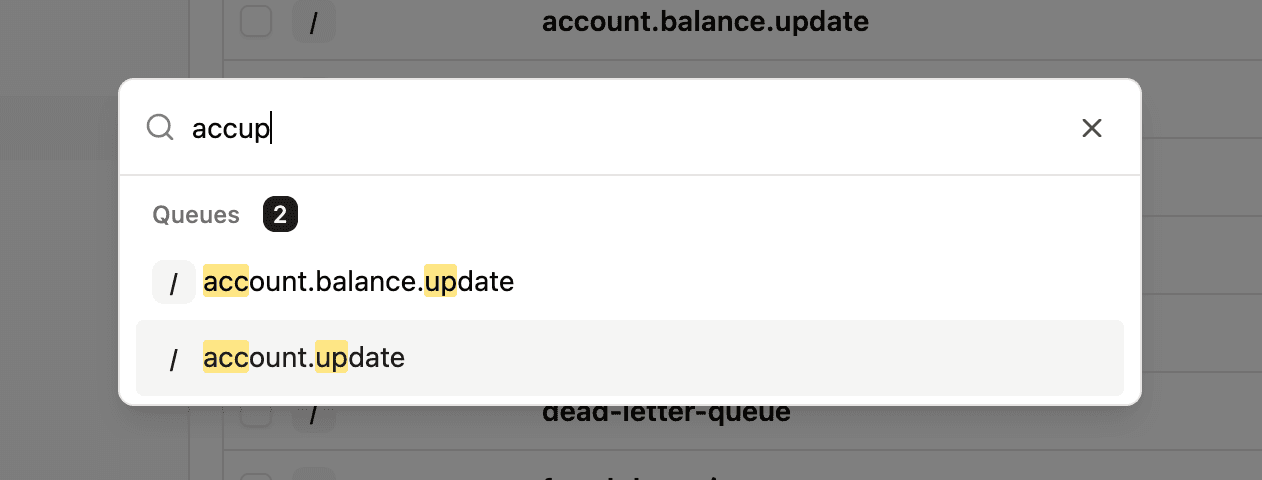 Quick search modal