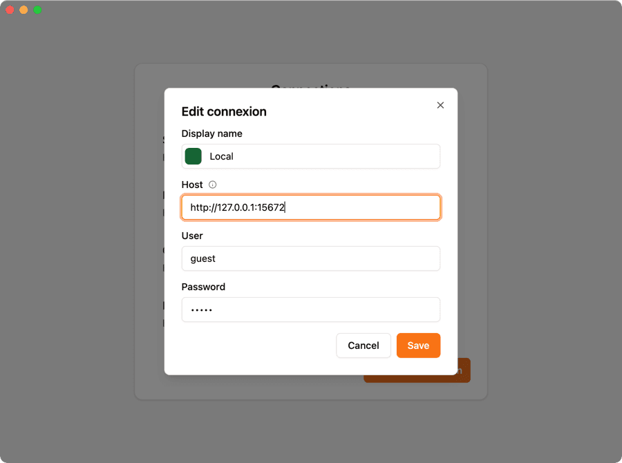 Rabbitmq connexion screen