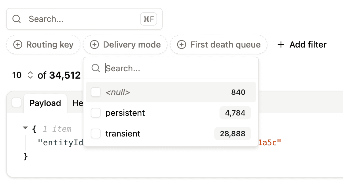 Rabbitmq filter messages