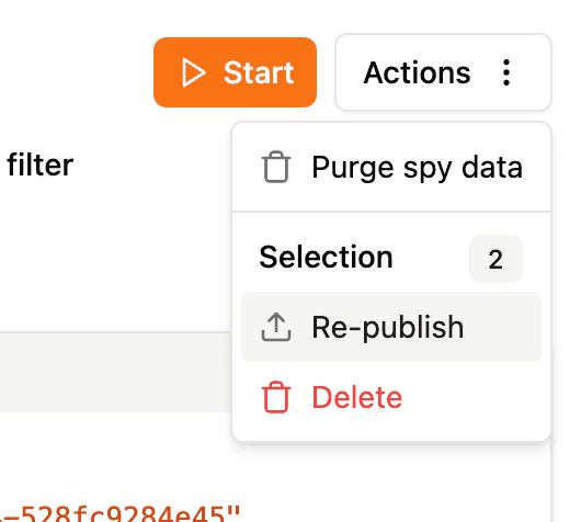 Republish spyed on messages with rabbitgui