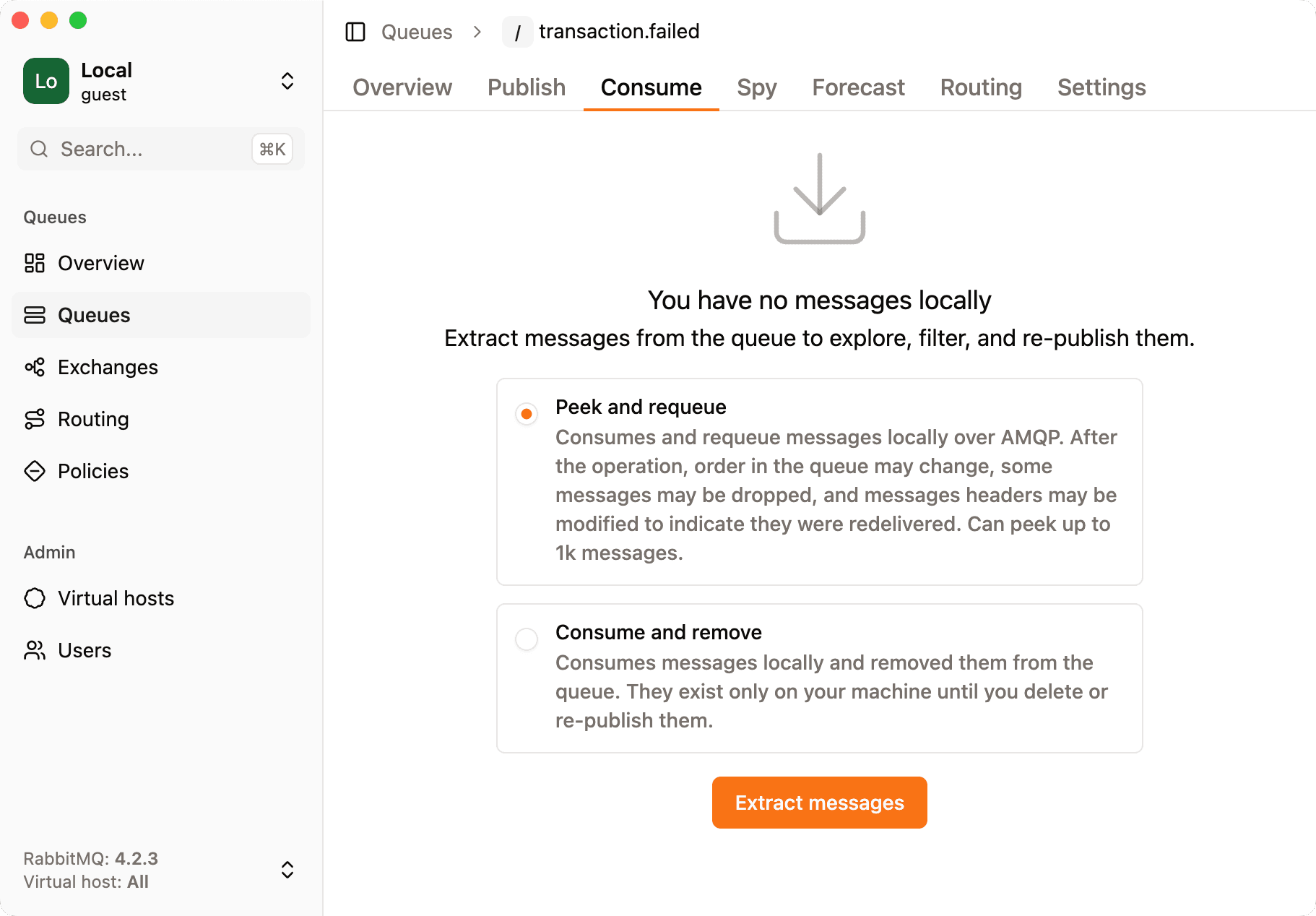 Screenshot of rabbitgui consume queue cta