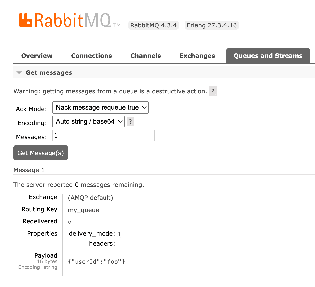 Screenshot rabbitmq management ui get messages