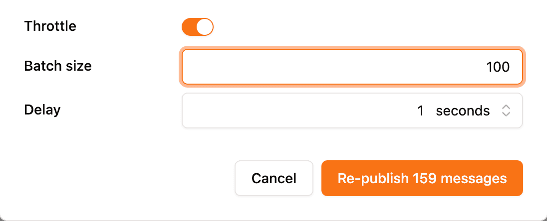 Screenshot throtling messages rabbit mq